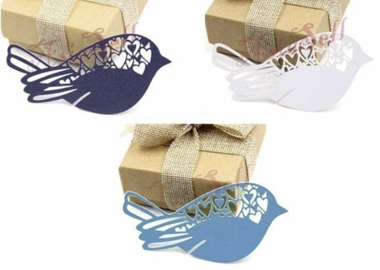 10/50pcs Bird Wine Glass Place Holder Name Cards 100x50mm Laser Cut Cardboard Wedding Table - 10pcs White/Pearl - Asia Sell