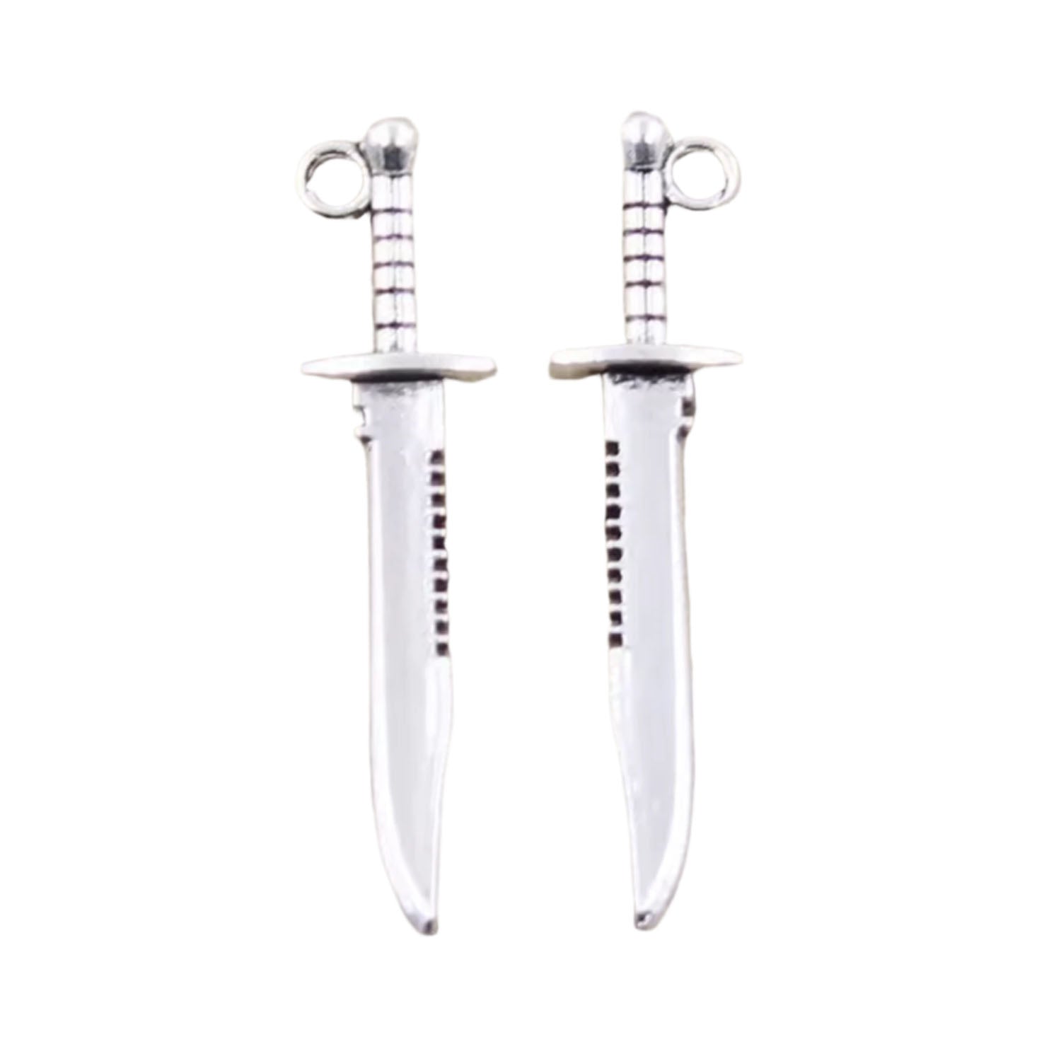 10/30pcs Charms Sword Dagger 43x10mm Antique Plated Pendants Making DIY Tibetan Jewellery | Silver | Asia Sell