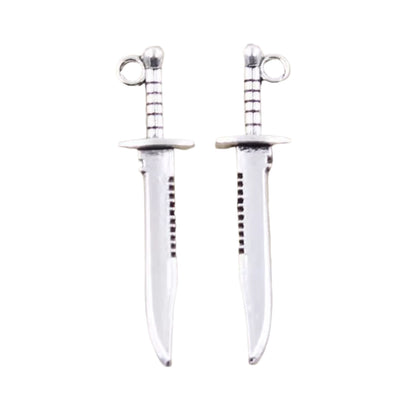 10/30pcs Charms Sword Dagger 43x10mm Antique Plated Pendants Making DIY Tibetan Jewellery | Silver | Asia Sell