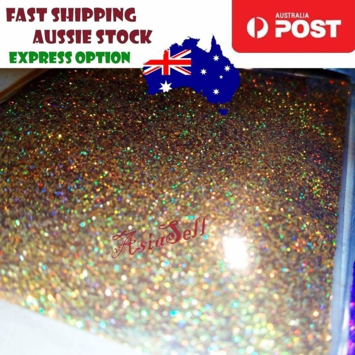 10g Holographic Nail Art Decals Silver Gold Stars Butterflies Bling Decorations 0.2mm - Gold fine powder - Asia Sell