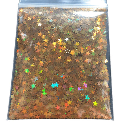 10g Holographic Nail Art Decals Silver Gold Stars Butterflies Bling Decorations - Gold Stars - - Asia Sell