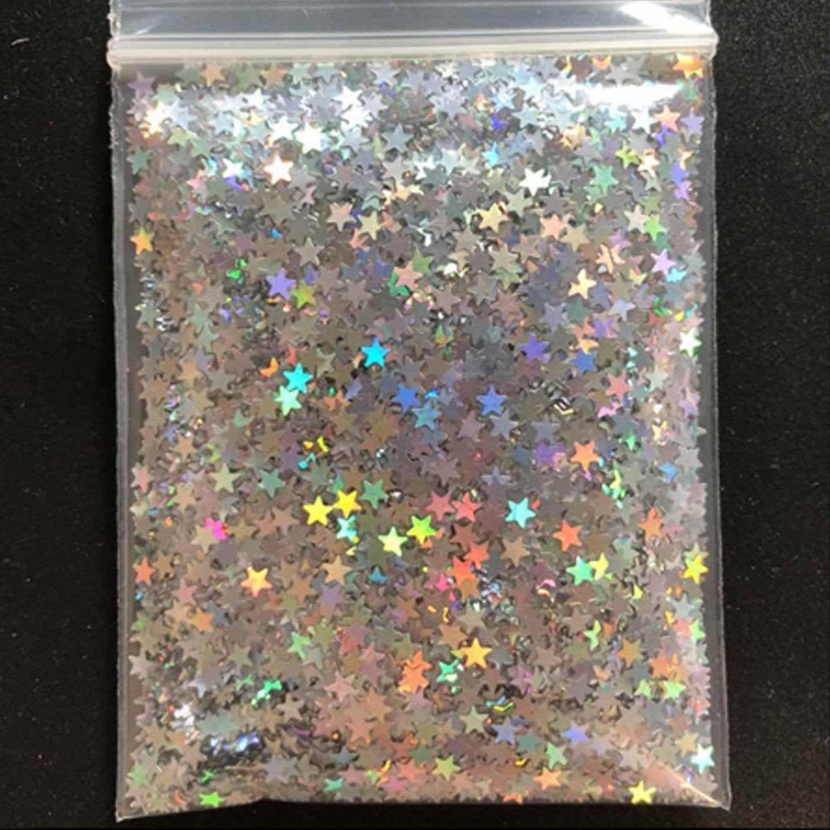 10g Holographic Nail Art Decals Silver Gold Stars Butterflies Bling Decorations - Silver Stars - - Asia Sell