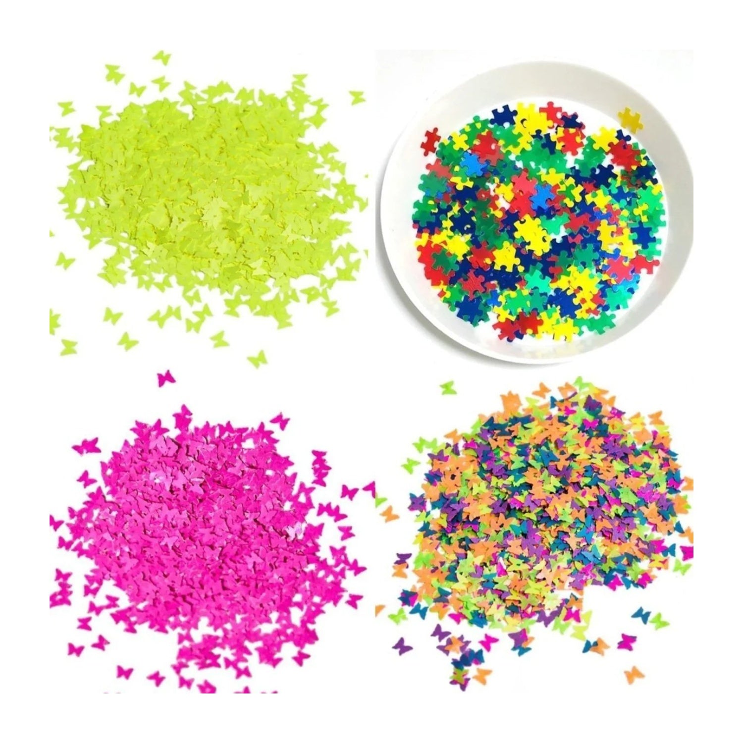 10g Neon Butterfly Glitter for Face Body Nail Art Neon Bright - Puzzle Pieces - Asia Sell