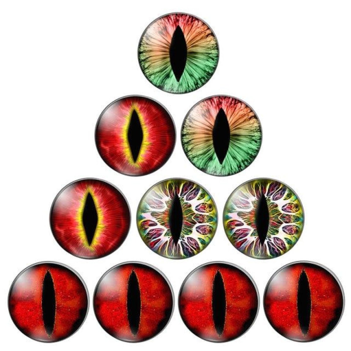 10mm 12mm 14mm 16mm 18mm 20mm 25mm Cats Eyes Dragon Eyes Round Glass Cabochon Flatback Setting - Mix B 10mm - Asia Sell