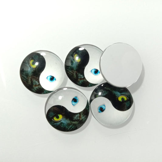 10pcs 12mm or 5pcs 20mm Yin and Yang Photo Glass Cabochons Eyes Coloured - 12mm 10pcs - - Asia Sell