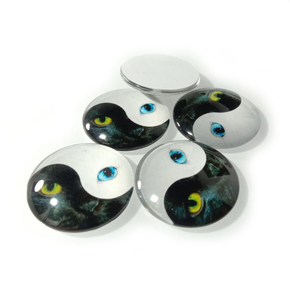 20mm 5pcs Yin and Yang Photo Glass Cabochons Eyes Coloured - Asia Sell