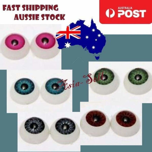 10pcs 12mm Plastic Dolls Eyeballs Half Round 8mm Iris Acrylic Eyes DIY Doll Bear Eye - Pink - Asia Sell