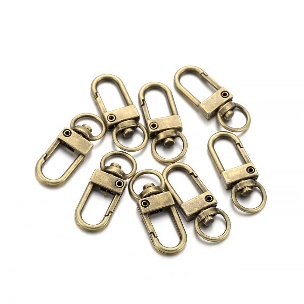 10pcs 12x33mm Keyring Clasp Gold Rhodium Metal Lobster Clasps Keyring Hooks For DIY Key Ring Chain Accessories Split - Ancient Bronze - Asia Sell