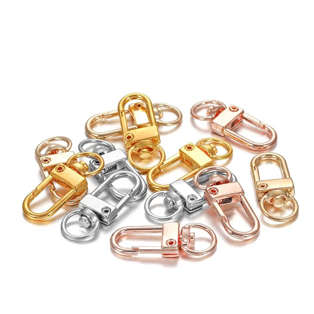 10pcs 12x33mm Keyring Clasp Gold Rhodium Metal Lobster Clasps Keyring Hooks For DIY Key Ring Chain Accessories Split - Rose Gold Silver - Asia Sell