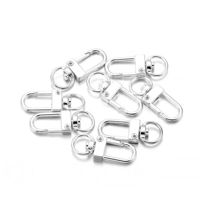 10pcs 12x33mm Keyring Clasp Gold Rhodium Metal Lobster Clasps Keyring Hooks For DIY Key Ring Chain Accessories Split - Silver - Asia Sell