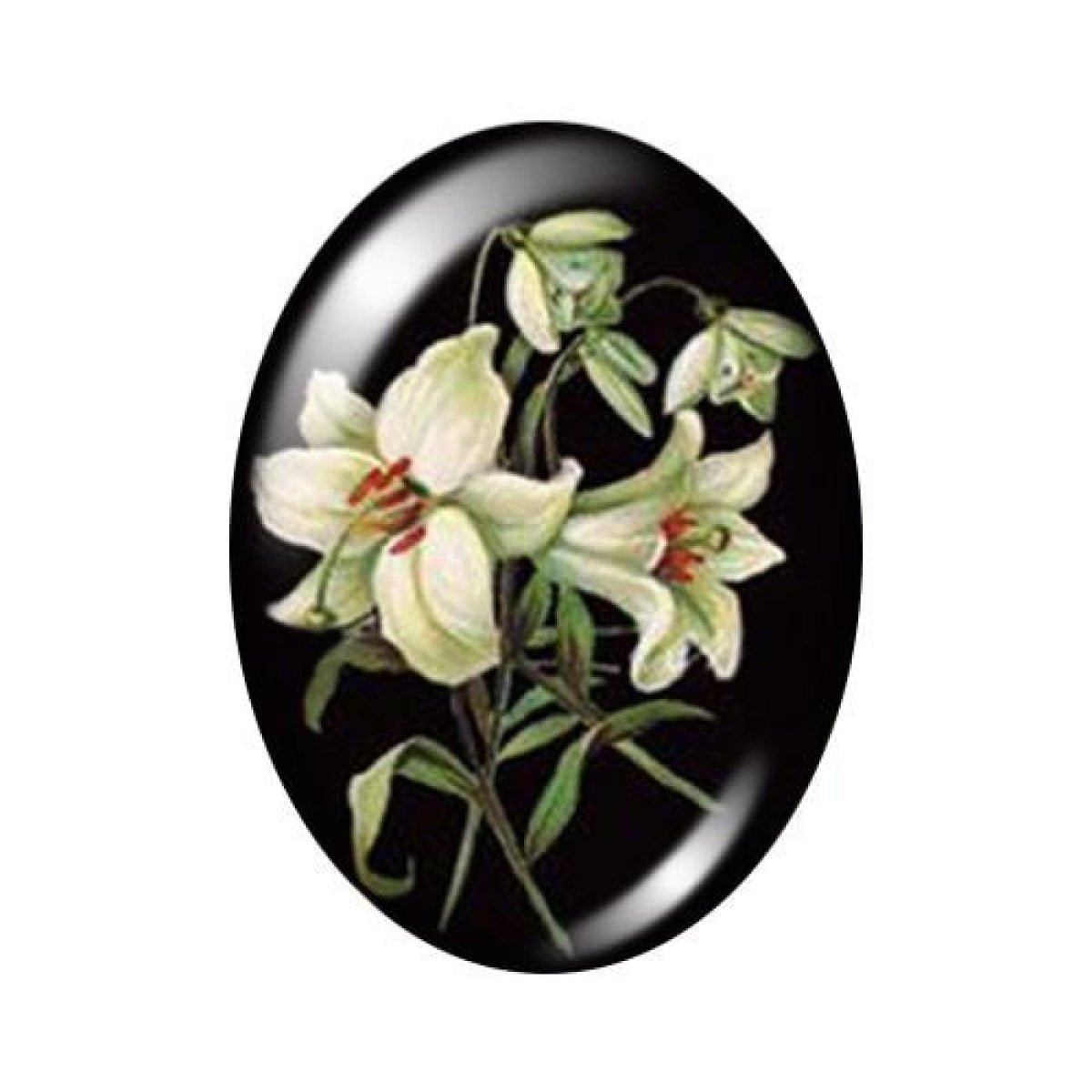 10pcs 13x18mm/18x25mm/30x40mm Oval Photo Glass Cabochon Vintage Flowers Rose Daisy Flat Back - 13x18mm Black - Asia Sell