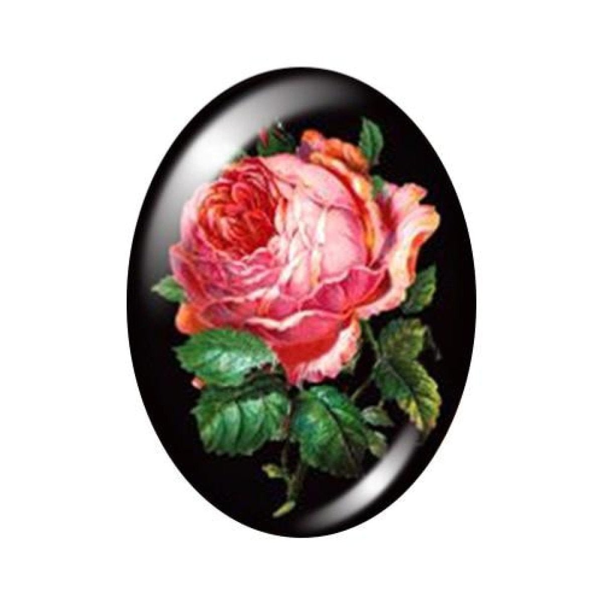 10pcs 13x18mm/18x25mm/30x40mm Oval Photo Glass Cabochon Vintage Flowers Rose Daisy Flat Back - 13x18mm Black - Asia Sell