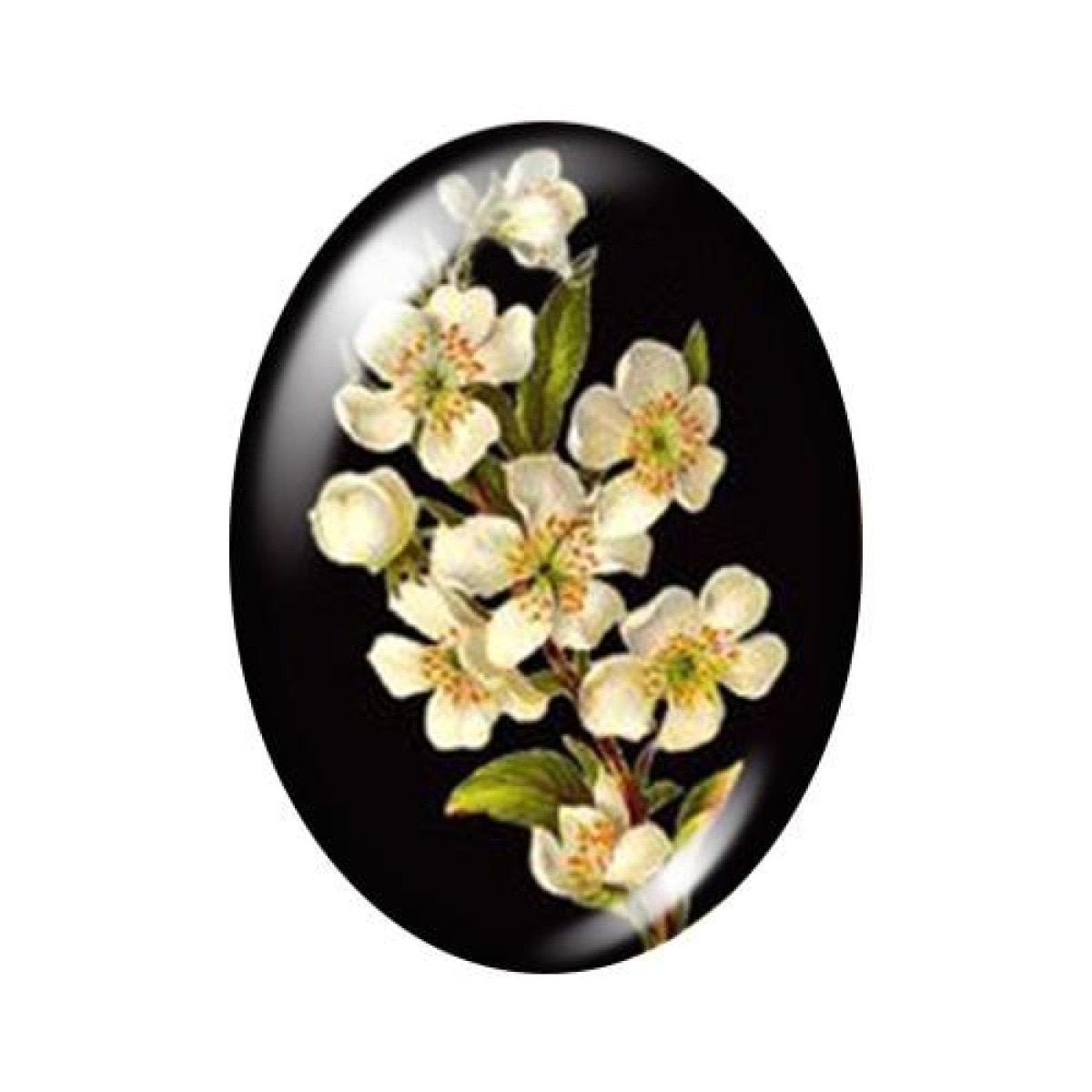 10pcs 13x18mm/18x25mm/30x40mm Oval Photo Glass Cabochon Vintage Flowers Rose Daisy Flat Back - 13x18mm Black - Asia Sell