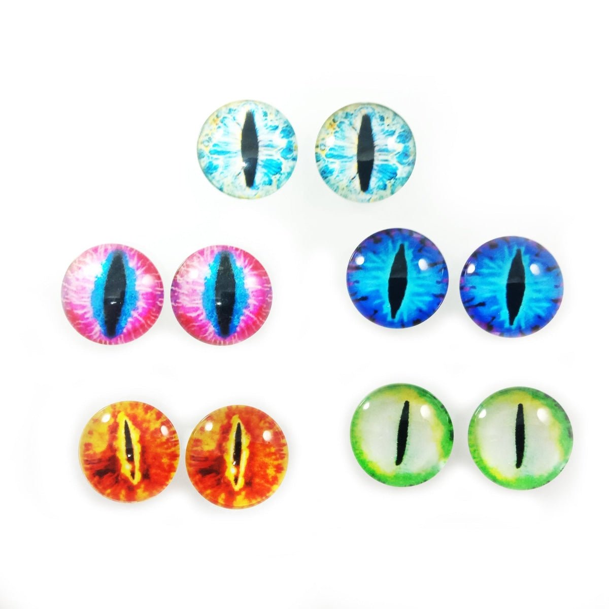 10pcs 15mm 18mm 20mm Glass Eyes Cabochon Lizard Cat Frog Animal Flat Dome Eye - 15mm - 1. Blue Round Pupils - Asia Sell