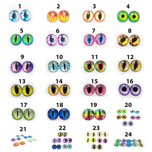 10pcs 15mm 18mm 20mm Glass Eyes Cabochon Lizard Cat Frog Animal Flat Dome Eye - 15mm - 1. Blue Round Pupils - Asia Sell