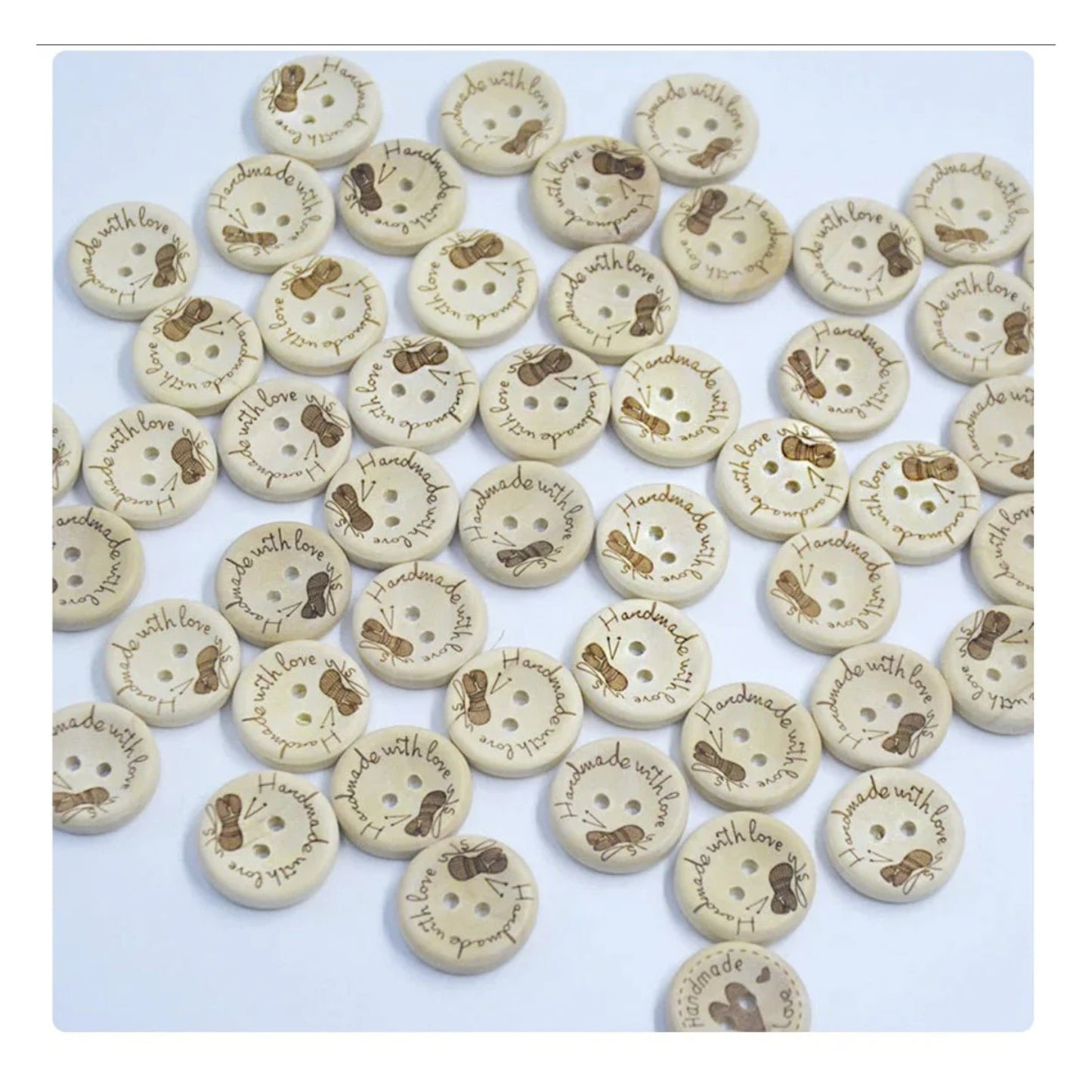 10pcs 2-Holes Handmade with Love Round Wooden Buttons Button Handmade Clothes - 15mm Bee Design - Asia Sell