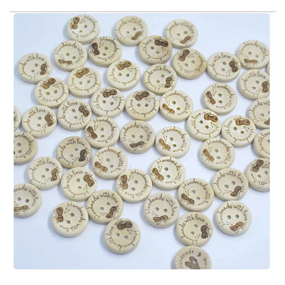 10pcs 2-Holes Handmade with Love Round Wooden Buttons Button Handmade Clothes - 15mm Bee Design - Asia Sell