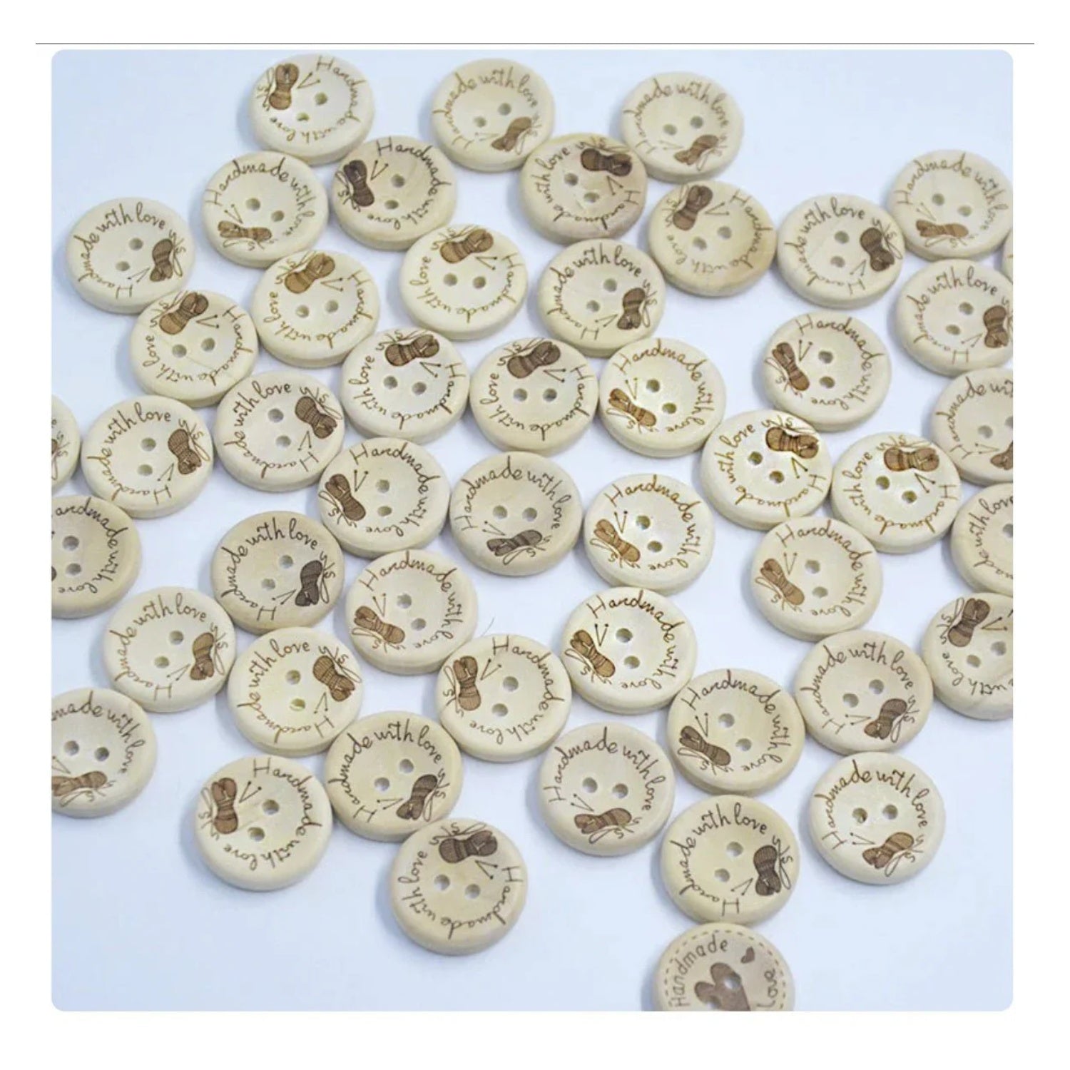 10pcs 2-Holes Handmade with Love Round Wooden Buttons Button Handmade Clothes - 15mm Bee Design - Asia Sell