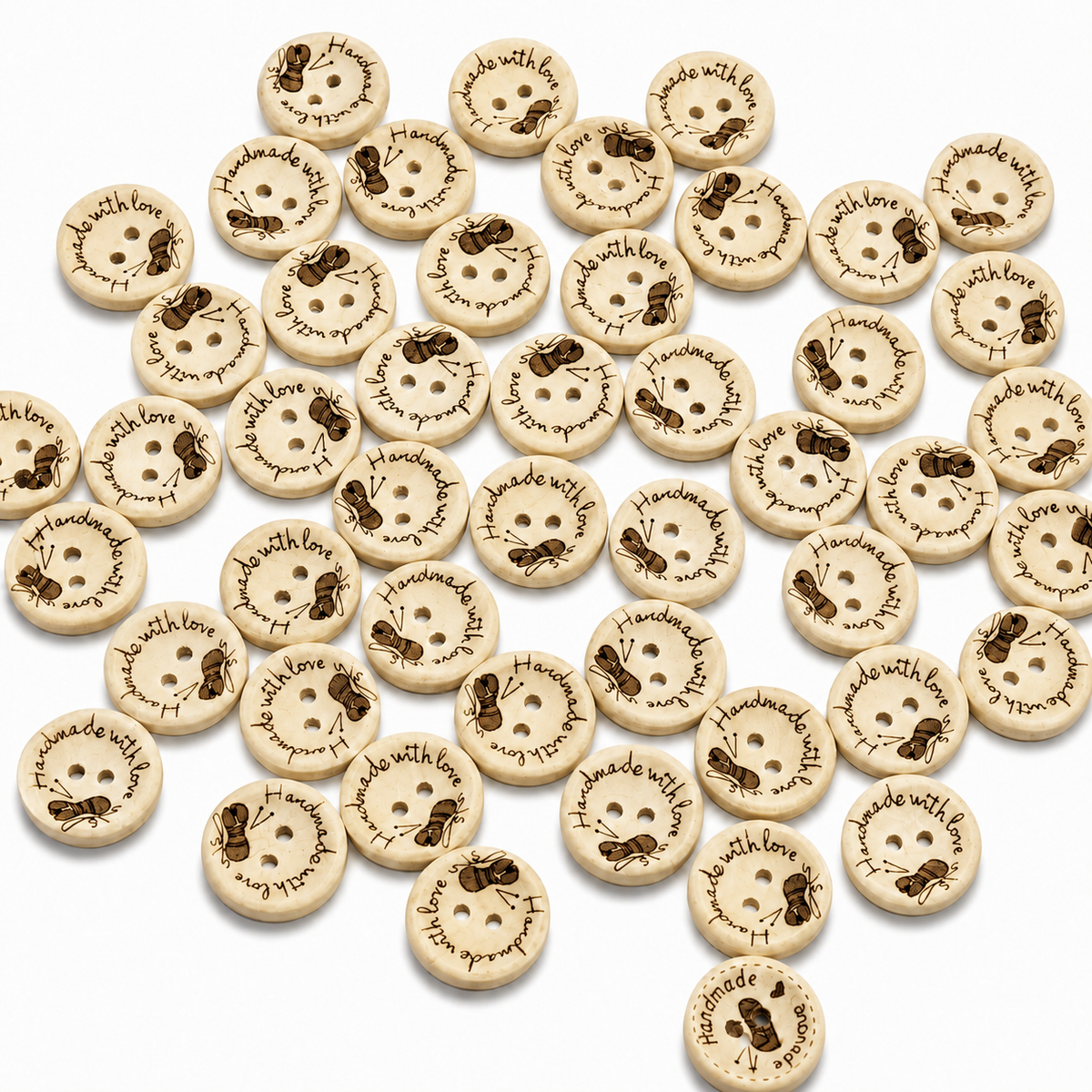 10pcs 2-Holes Handmade with Love Round Wooden Buttons Button Handmade Clothes - 25mm Bee Design - Asia Sell