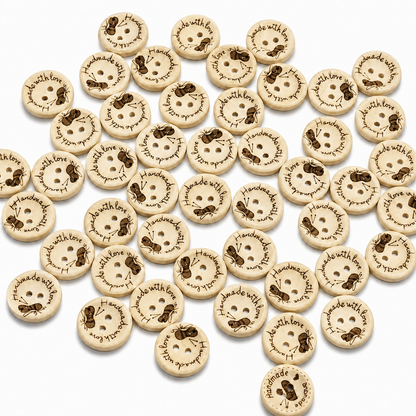10pcs 2-Holes Handmade with Love Round Wooden Buttons Button Handmade Clothes - 25mm Bee Design - Asia Sell