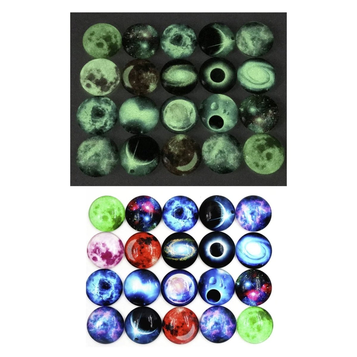 10pcs 20mm 25mm Mixed Luminous Stars Glass Cabochons Pattern Domed Jewellery Accessories - 20mm - Asia Sell