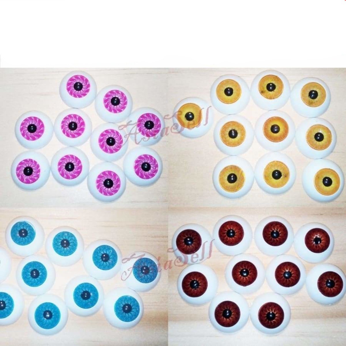 10pcs 20mm Half Round Doll Eyes BLUE YELLOW PINK BROWN Plastic Eyeballs Reborn - Pink - Asia Sell