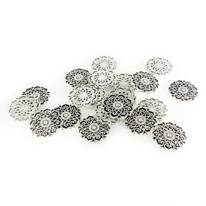 10pcs 20mm/31.5mm Antique Zinc Alloy Large Decorative Flower Pendant Charm for Necklace Bracelet DIY Jewellery - Silver 20mm - Asia Sell