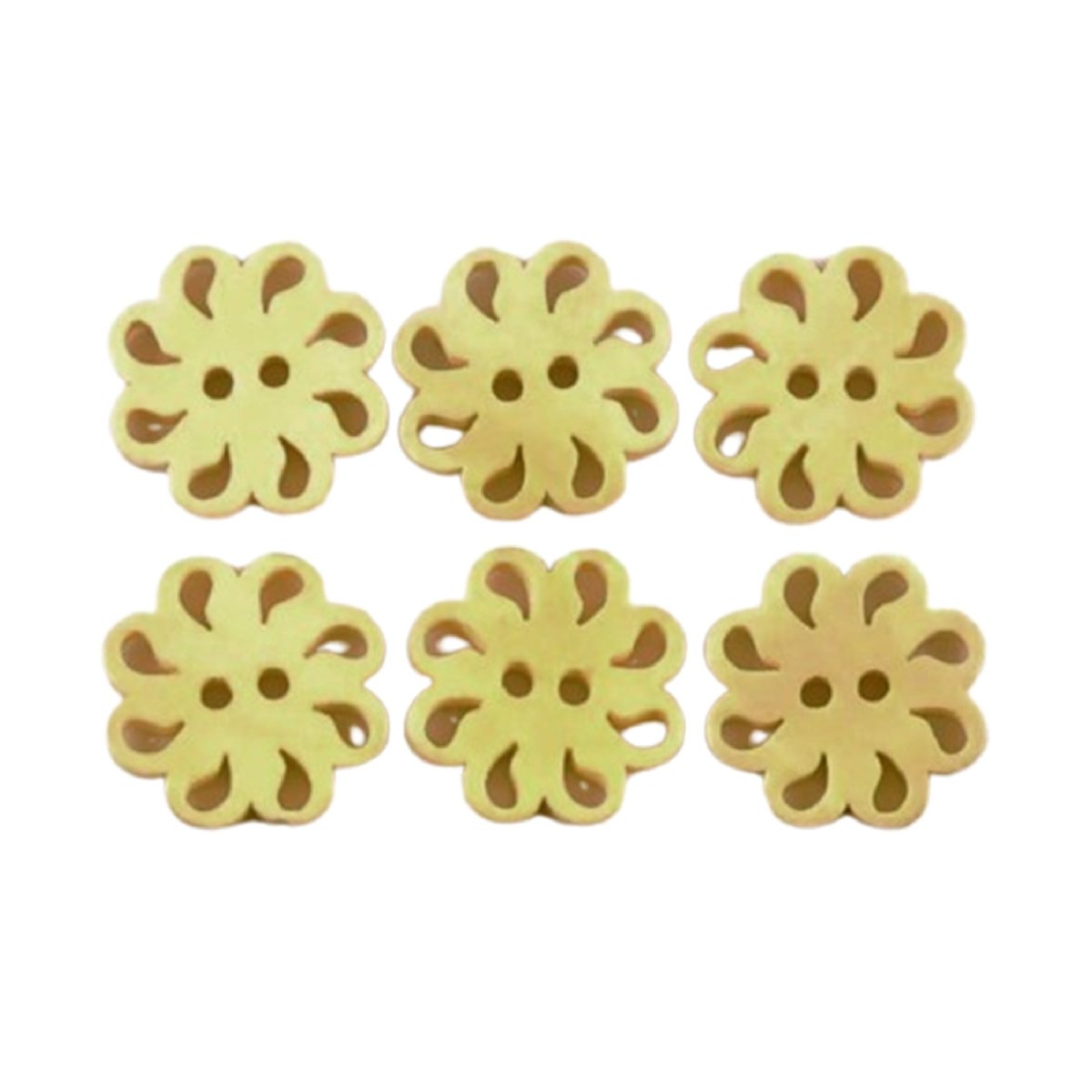 10pcs 24mm Carved Wooden Buttons Brown Cut-Out 2-Hole Coat Boots Upholstery Flower Sewing Clothes - Creme Beige - Asia Sell