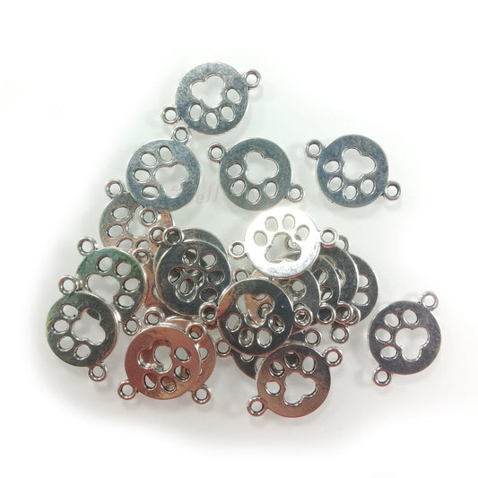 10pcs 24x16mm Silver Colour Dog Paw Charm Connector Pendants Jewellery Making with Holes for Necklace Bracelet - Asia Sell