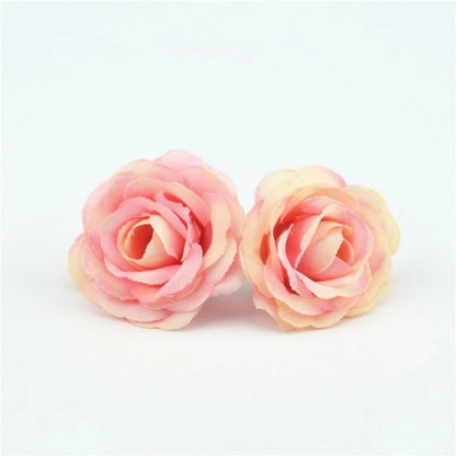 10pcs 2.5cm Mini Rose Cloth Artificial Flower For Wedding Party Home Decorations - Champagne - - Asia Sell