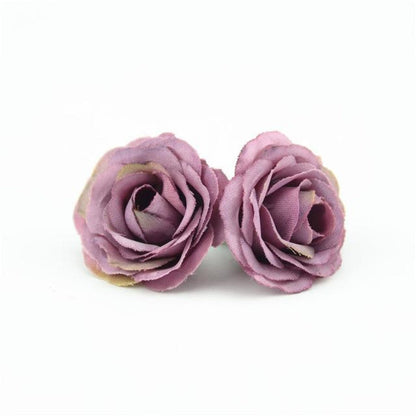 10pcs 2.5cm Mini Rose Cloth Artificial Flower For Wedding Party Home Decorations - Deep Purple - - Asia Sell