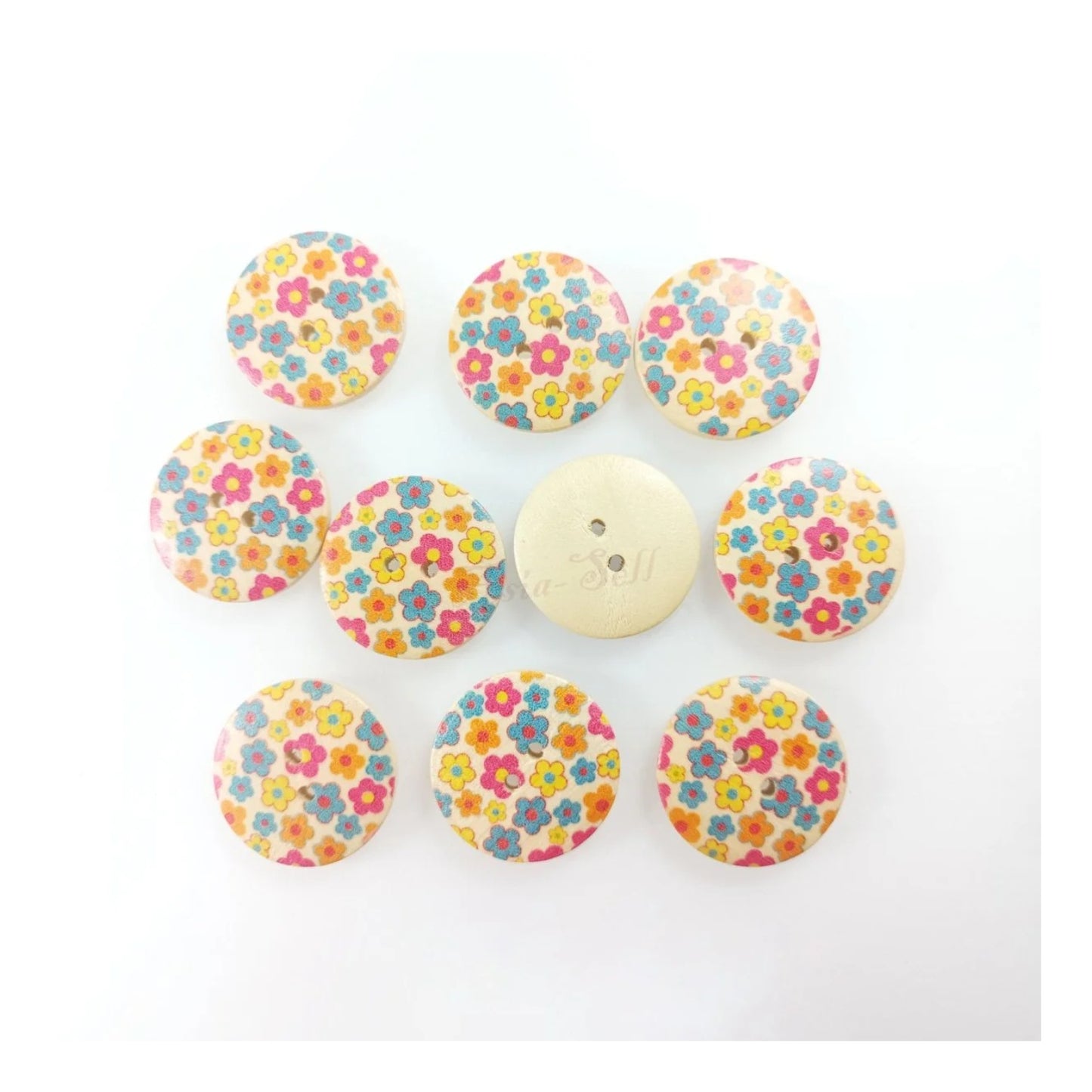 10pcs 30mm Buttons Painted Wooden 4-Hole Coat Boots Upholstery Flower Butterfly Sewing Clothes - Carnations - Asia Sell