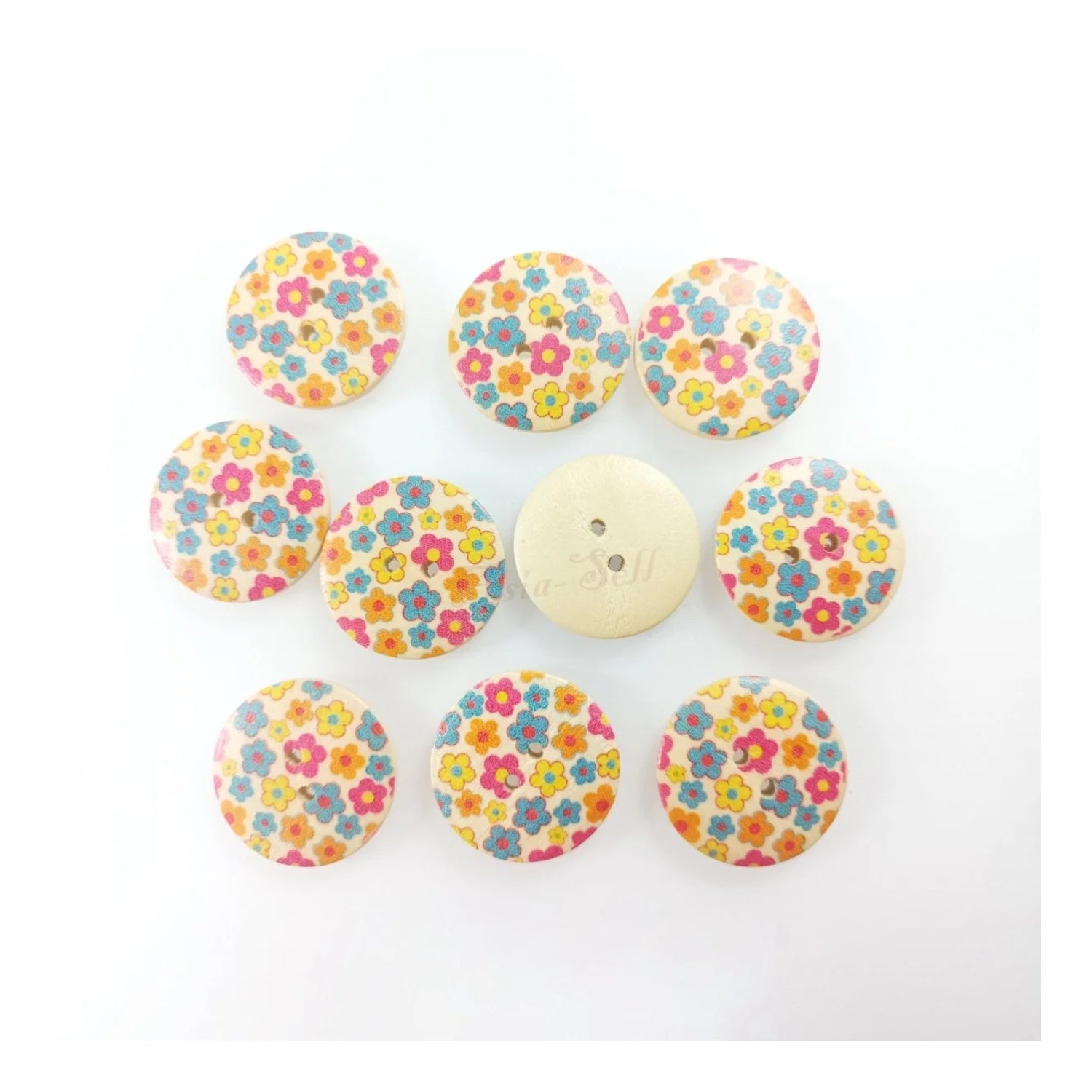 10pcs 30mm Buttons Painted Wooden 4-Hole Coat Boots Upholstery Flower Butterfly Sewing Clothes - Carnations - Asia Sell