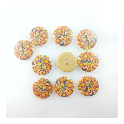 10pcs 30mm Buttons Painted Wooden 4-Hole Coat Boots Upholstery Flower Butterfly Sewing Clothes - Daisies - Asia Sell