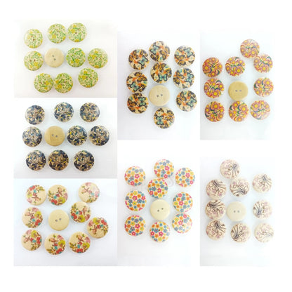 10pcs 30mm Buttons Painted Wooden 4-Hole Coat Boots Upholstery Flower Butterfly Sewing Clothes - Daisies - Asia Sell