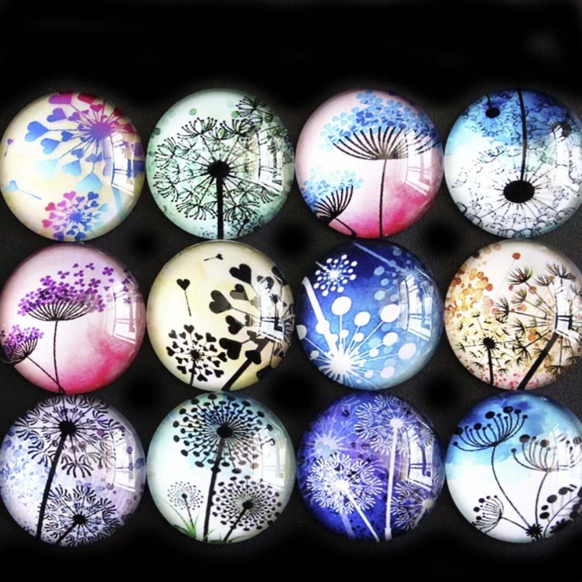 10pcs 30mm Dandelion Round Glass Cabochon Flatback Photo Base Tray Blank DIY Making Accessories - Asia Sell