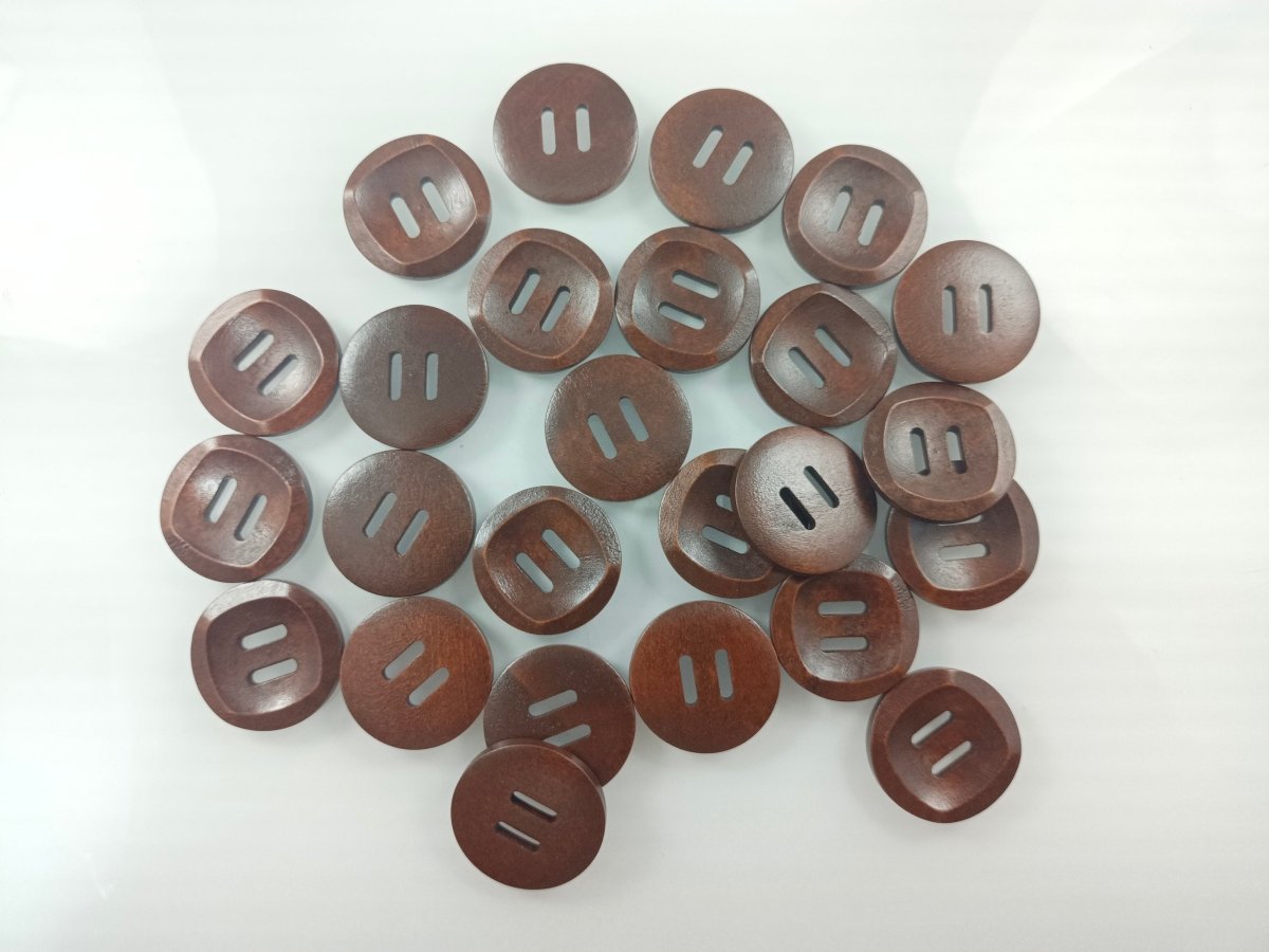 10pcs 30mm Slotted Curved Dark Coffee Brown Wooden Buttons Sewing Round Wood Button Clothes Handmade - - Asia Sell