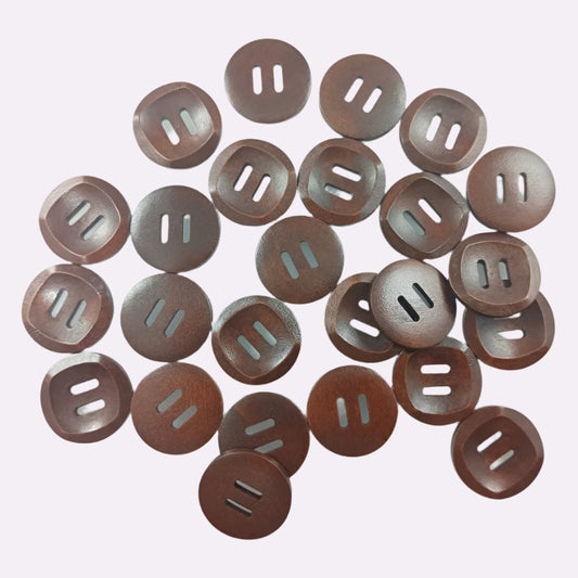 10pcs 30mm Slotted Curved Dark Coffee Brown Wooden Buttons Sewing Round Wood Button Clothes Handmade - Asia Sell