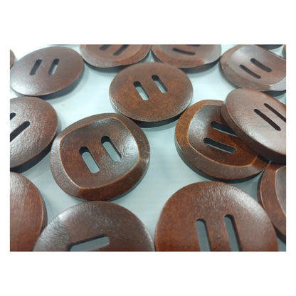 10pcs 30mm Slotted Curved Dark Coffee Brown Wooden Buttons Sewing Round Wood Button Clothes Handmade - - Asia Sell