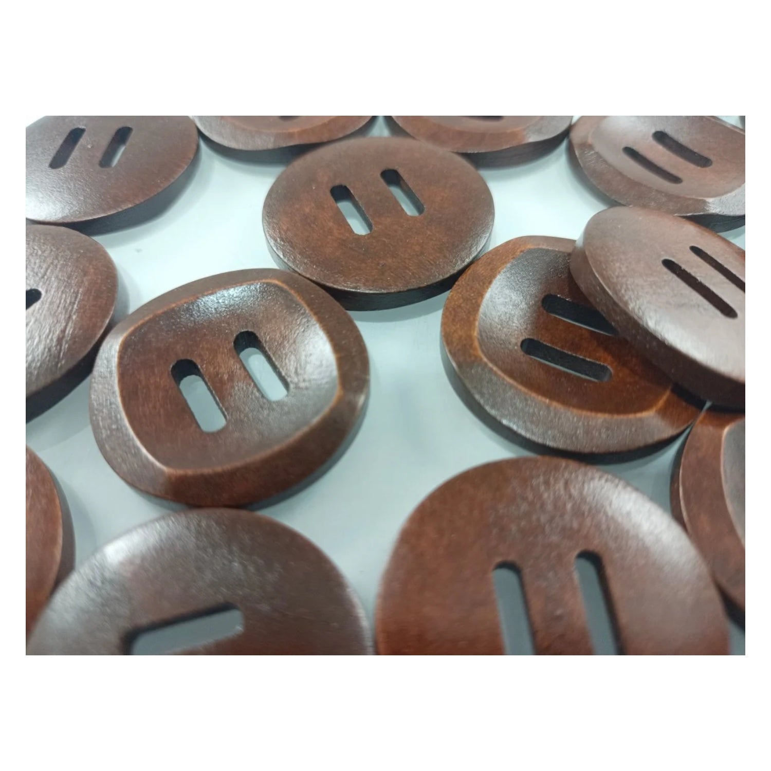 10pcs 30mm Slotted Curved Dark Coffee Brown Wooden Buttons Sewing Round Wood Button Clothes Handmade - - Asia Sell