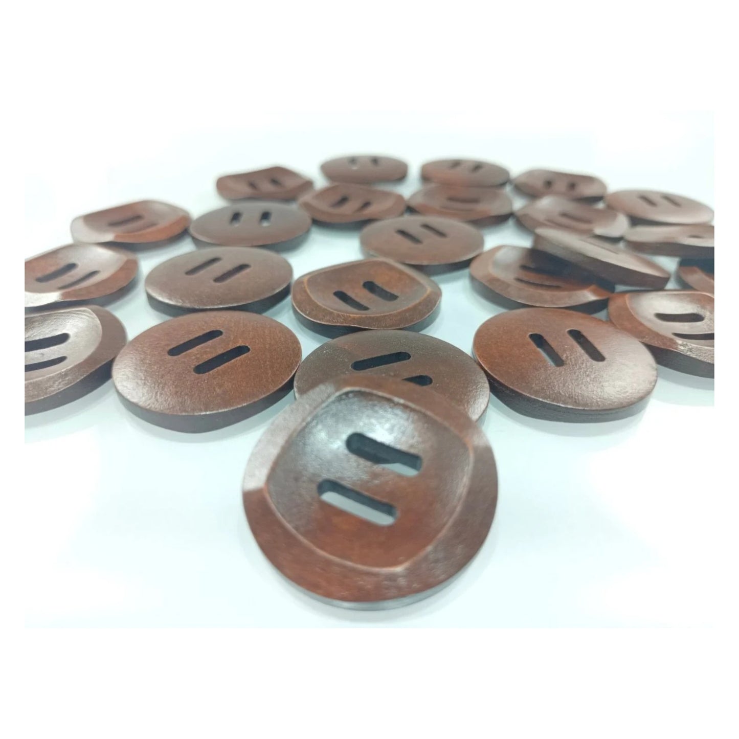 10pcs 30mm Slotted Curved Dark Coffee Brown Wooden Buttons Sewing Round Wood Button Clothes Handmade - - Asia Sell