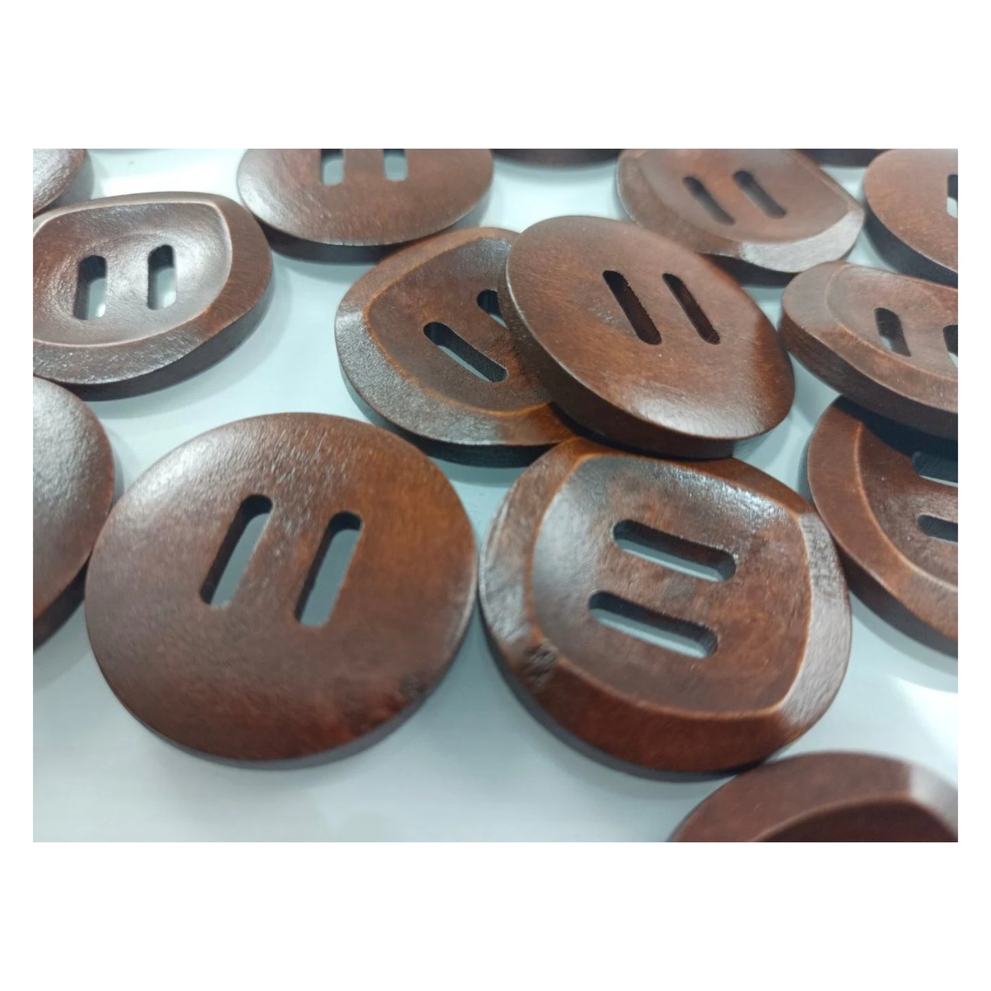 10pcs 30mm Slotted Curved Dark Coffee Brown Wooden Buttons Sewing Round Wood Button Clothes Handmade - - Asia Sell