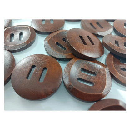 10pcs 30mm Slotted Curved Dark Coffee Brown Wooden Buttons Sewing Round Wood Button Clothes Handmade - - Asia Sell