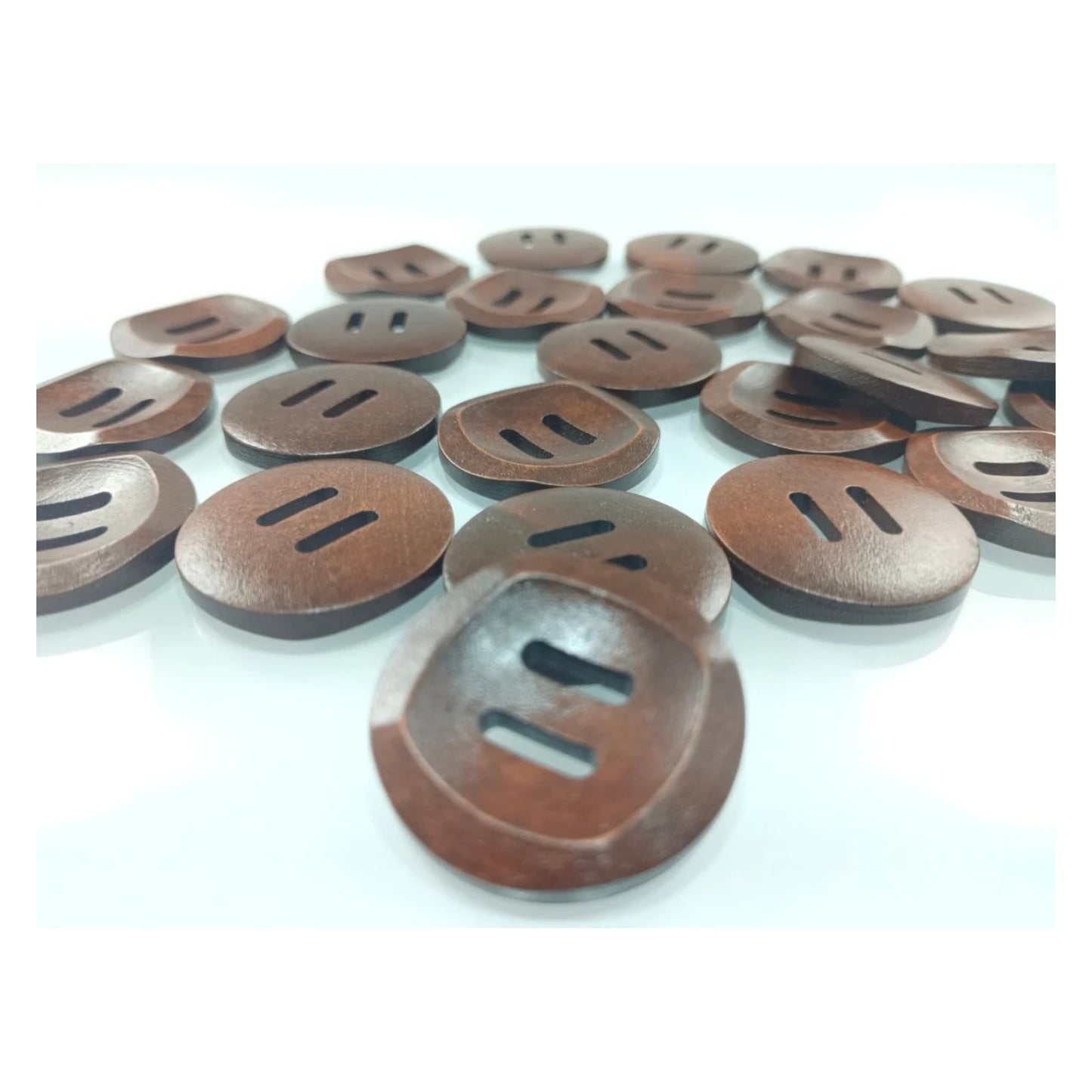 10pcs 30mm Slotted Curved Dark Coffee Brown Wooden Buttons Sewing Round Wood Button Clothes Handmade - - Asia Sell