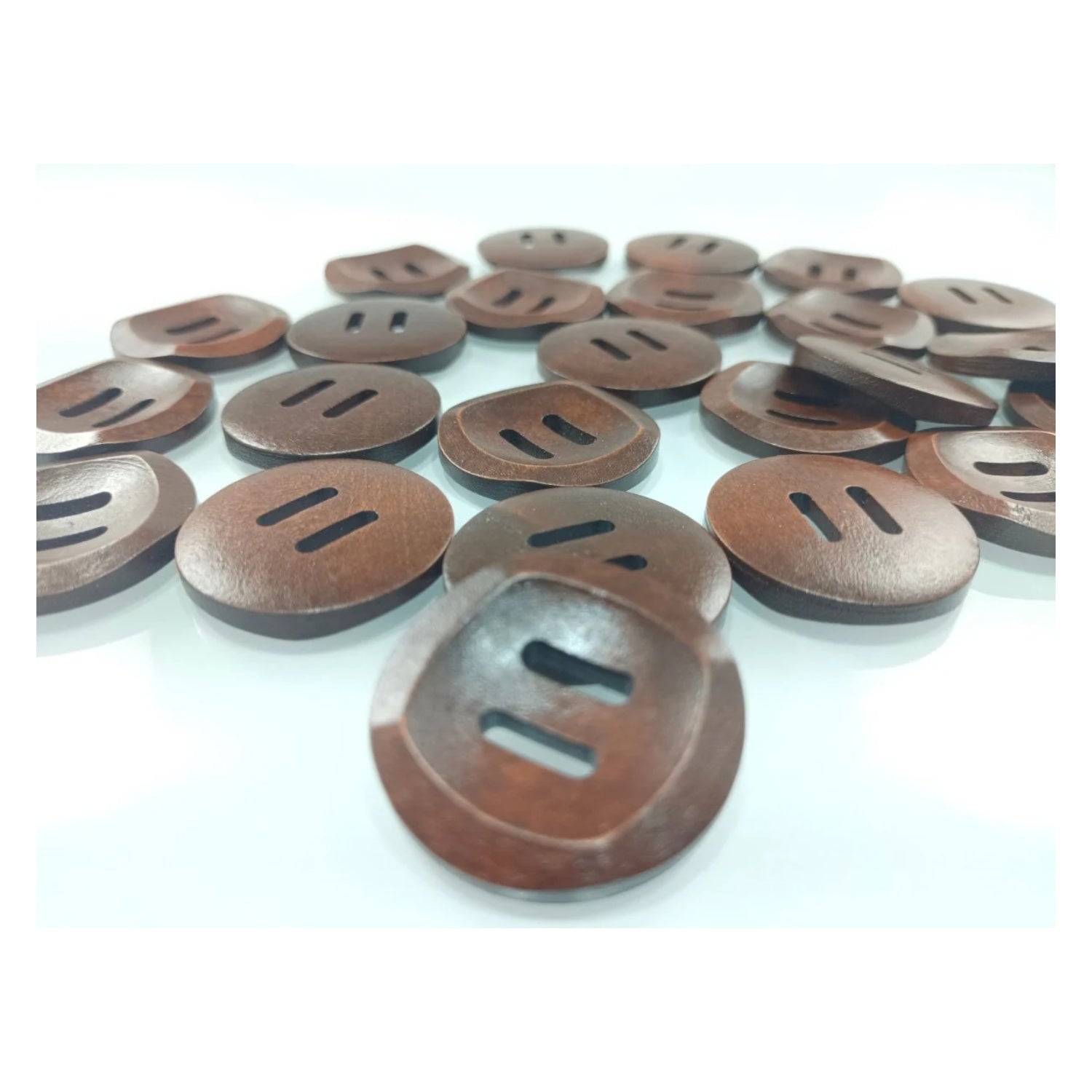 10pcs 30mm Slotted Curved Dark Coffee Brown Wooden Buttons Sewing Round Wood Button Clothes Handmade - - Asia Sell