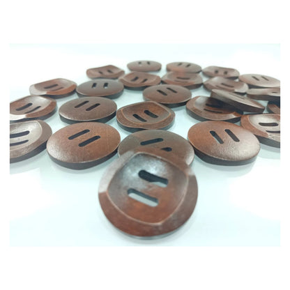 10pcs 30mm Slotted Curved Dark Coffee Brown Wooden Buttons Sewing Round Wood Button Clothes Handmade - - Asia Sell