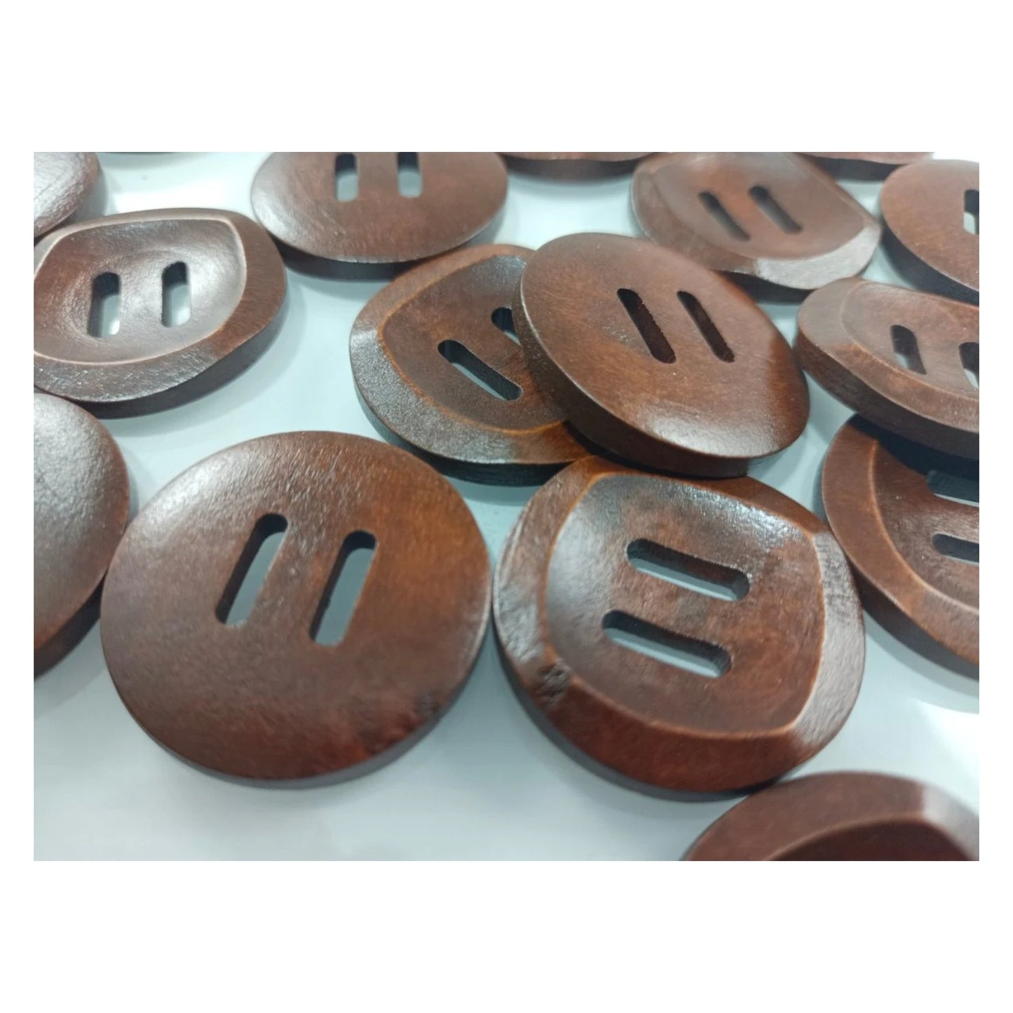 10pcs 30mm Slotted Curved Dark Coffee Brown Wooden Buttons Sewing Round Wood Button Clothes Handmade - - Asia Sell
