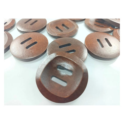 10pcs 30mm Slotted Curved Dark Coffee Brown Wooden Buttons Sewing Round Wood Button Clothes Handmade - - Asia Sell