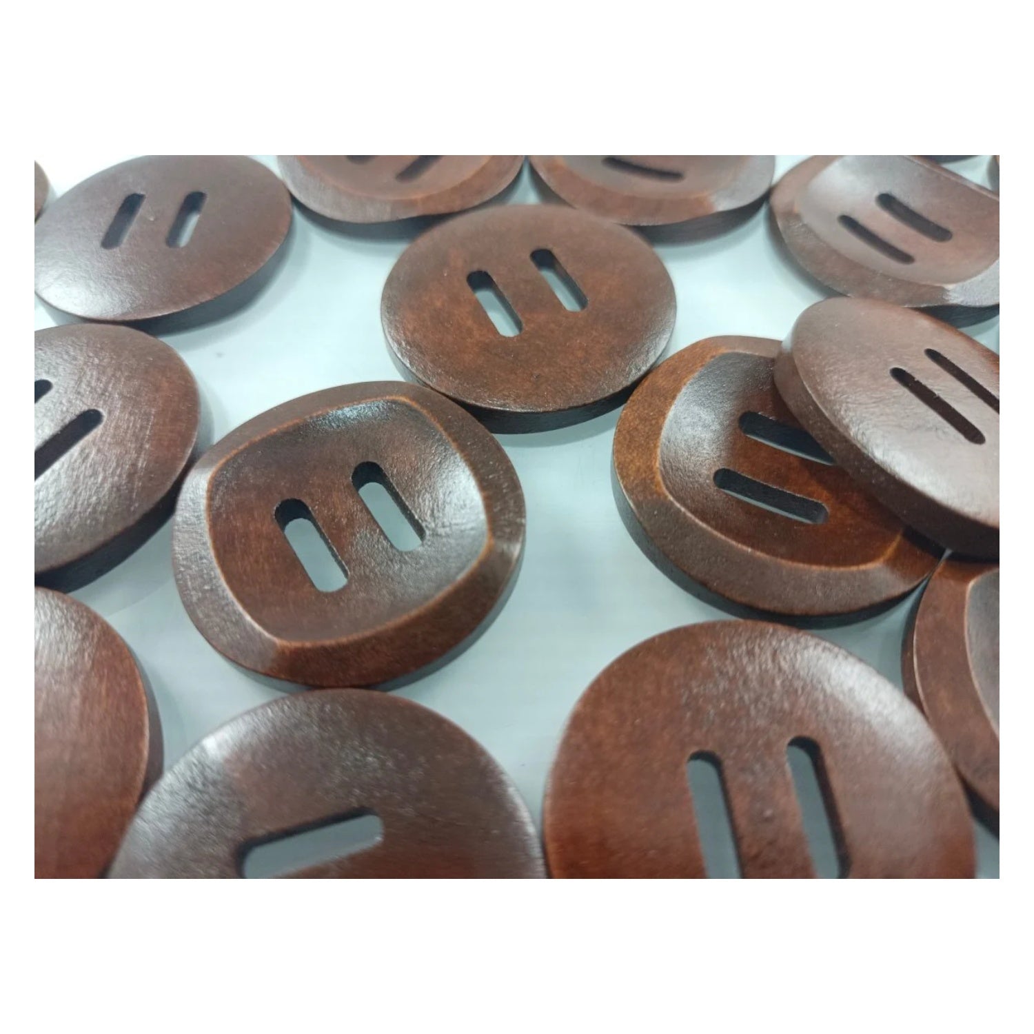 10pcs 30mm Slotted Curved Dark Coffee Brown Wooden Buttons Sewing Round Wood Button Clothes Handmade - - Asia Sell