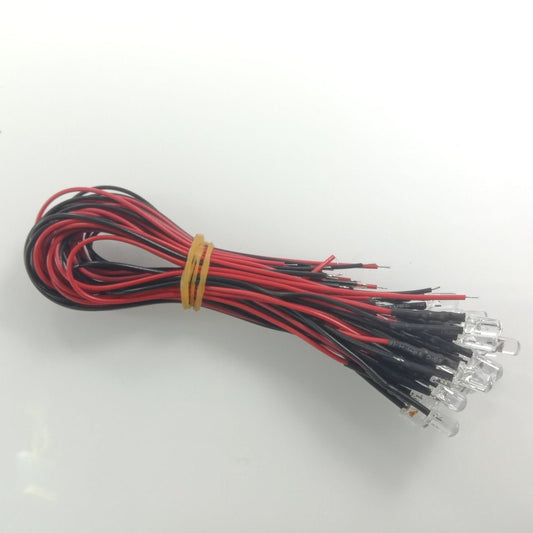 10pcs 3.4V-12V 5mm RED LEDs Wired Pre-Soldered Cables 8000MCD Car/Boat Light - Asia Sell